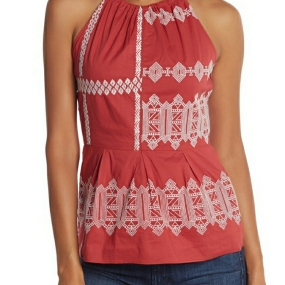 Joie Konomi Halter Neck Embroidery Top Blouse Size 2 in The color Brick - Picture 10 of 10